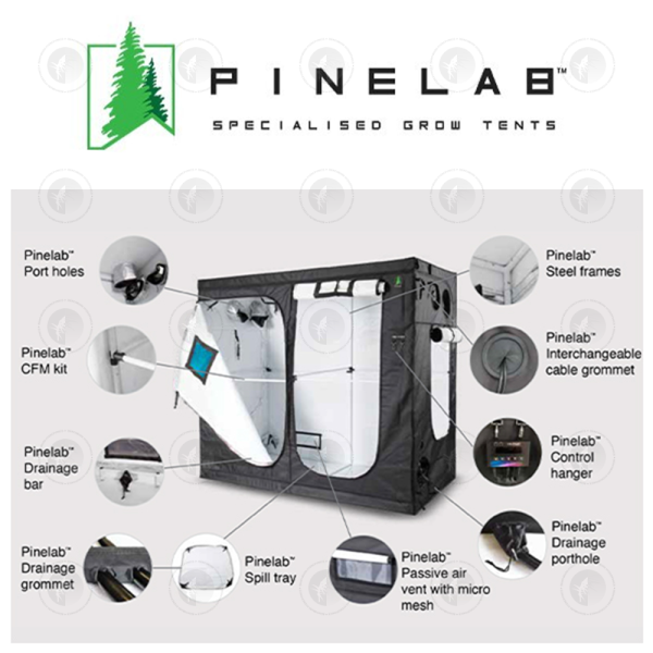 Pinelab Specialised Grow Tent - 2.4M x 1.2M x 2.13M High (4FT X 8FT) | With CFM Kit & Gear Board