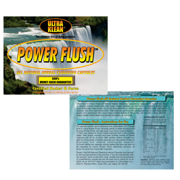 Ultra Klean Power Flush Herbal Cleansing Capsules - 21 x 600MG