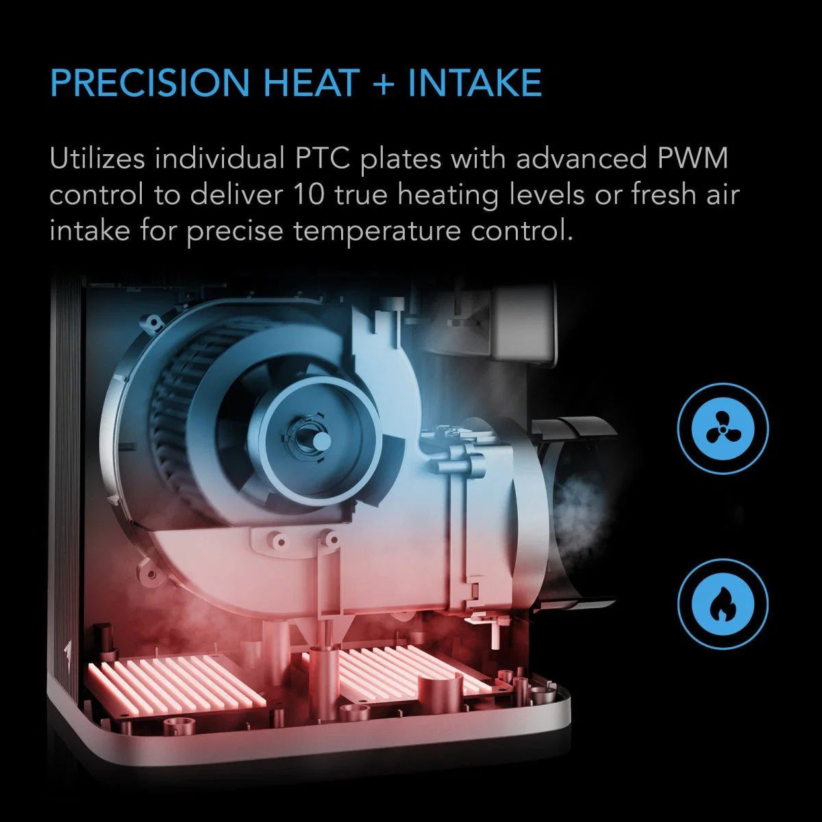AC Infinity- Thermoforge T7 | Heater & Intake Fan | Plant Heater | 1000W | AI-Powered  |VPD & Temp Control