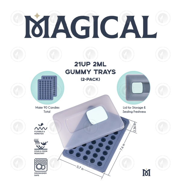 Magical Butter MB2e 21 Up Gummy Tray - 2ML | 2 Pack | Non-stick | Durable