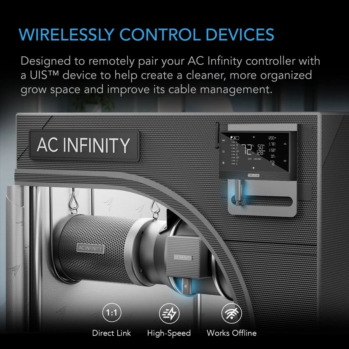 AC Infinity - UIS 1-to-1 Transmitter & Receiver | Wirelessly Connects UIS Devices and Controllers | 2-Pack