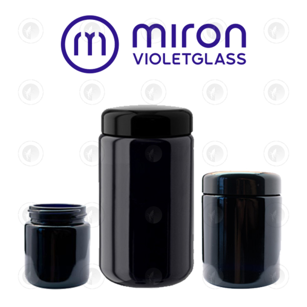 Miron Glass Jar & PET Lid - 1L | Violet Glass | Herb Storage Container | Smell Proof